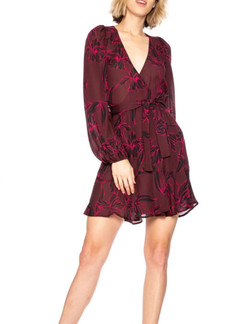 A.L.C. Embry Floral-Print Silk Mini Wrap Dress Size 2